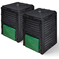 VOUNOT Compostador Jardin 2 x 300L- Compostera Organica- Negro